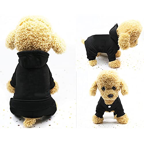 LifeWheel Ropa Perro Sudaderas con Capucha para Perros Abrigo de Invierno Cálido para Perro Sudadera Perro para Ropa de Perro Pequeño Mediano (Negro, L)