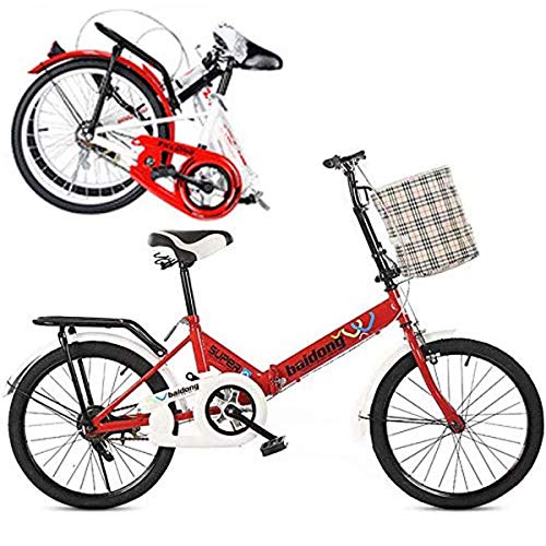 Ligera mini bicicleta plegable Pequeño Bicicleta plegable Amortiguador de bicicleta portátil con neumáticos antideslizantes para Adultos de bicicletas Estudiante - 16 pulgadas / 20 pulgadas,C,16in