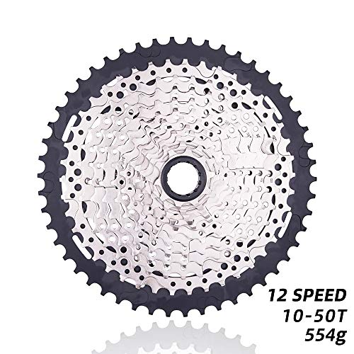 Lijincheng Ruedas Libres 12 velocidades MTB 10-50T L Micro Spline Cassette Mountain Bike M6100 12S Cassette 12V K7 Sprocket Fit para MS Hub Body M7100 M8100 (Color : MS 12s 10 50 Silver)