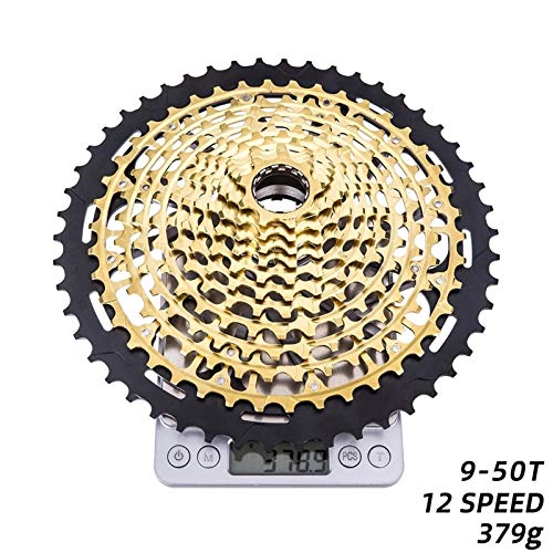 Lijincheng Ruedas Libres MTB Ultimate 12 Velocidad 9-50T Ul XD Cassette Ultralight Mountain Bike 12S XD HUB Full Steel Flywheel 12V Sprocket Durable 379g (Color : XD 9 50T ULT Gold)