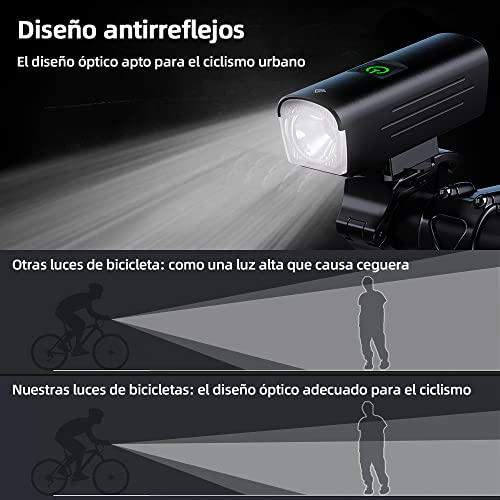 LIMEIES Luz Bicicleta, Conjunto de Luces para Bicicleta, 1300 lúmenes de Verdad, Ultraligera, Carcasa de Aluminio, 4500 mAh de batería, Impermeable IPX6, Luz bicicleta delantera y trasera