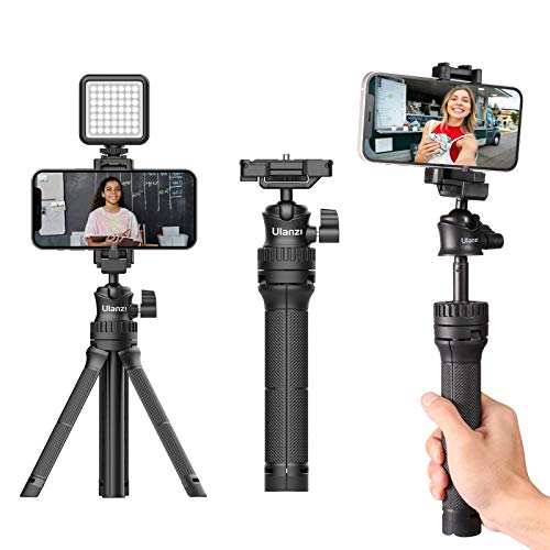 Linghuang MT-34 - Mini trípode extensible para tableta, palo selfie con pinza 2 en 1 para iPhone, cámara de acción, GoPro, Sony, Canon, Nikon, DSLR, Vloging, películas, transmisión en directo