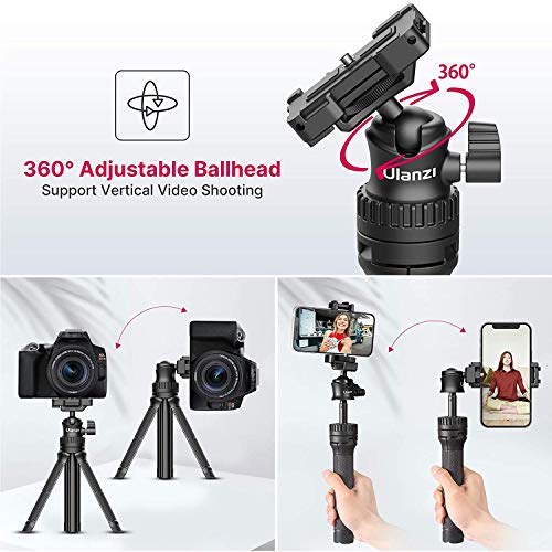 Linghuang MT-34 - Mini trípode extensible para tableta, palo selfie con pinza 2 en 1 para iPhone, cámara de acción, GoPro, Sony, Canon, Nikon, DSLR, Vloging, películas, transmisión en directo