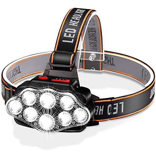 Linterna Frontal LED Recargable, Alta Potencia Linterna Cabeza con 4 Modos, Alcance de 500M, Linterna Frontal LED conImpermeable IPX20 para Casco, Pesca, Bicicleta, Camping y Caza