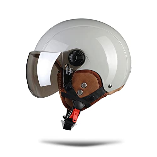 LIONCIANO Cascos De Motocicleta para Hombres y Mujeres, Cascos De Ciclomotor con Visera Reflectante, Que Protege La Seguridad Vial De Los Usuarios(Gris, Lente Plateada)