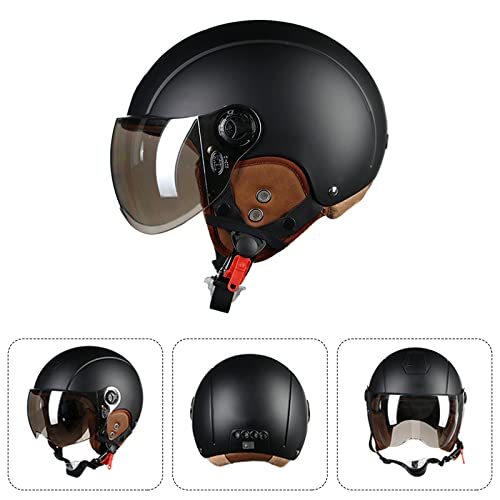 LIONCIANO Cascos De Motocicleta para Hombres y Mujeres, Cascos De Ciclomotor con Visera Reflectante, Que Protege La Seguridad Vial De Los Usuarios(Negro Mate, Lente Plateada)