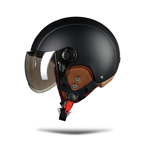 LIONCIANO Cascos De Motocicleta para Hombres y Mujeres, Cascos De Ciclomotor con Visera Reflectante, Que Protege La Seguridad Vial De Los Usuarios(Negro Mate, Lente Plateada)