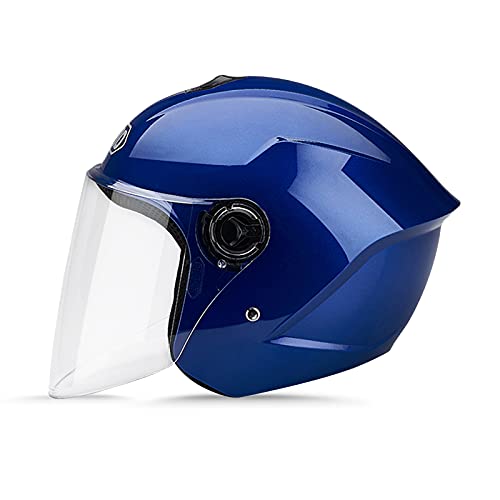 LIONCIANO Cascos De Motocicleta para Hombres y Mujeres, Cascos De Ciclomotor con Viseras.El Cabezal Anticolisión Protege La Seguridad Vial De Los Usuarios(Azul)