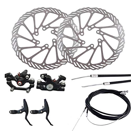 LIOOBO Freno de Disco de Bicicleta Calibrador Delantero y Trasero de Aluminio Freno de Bicicleta Freno de Disco mecánico Frente y Trasero con 2 Frenos para Bicicleta de montaña