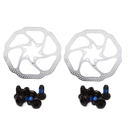 LIOOBO Rotor de Freno de Disco de 160 mm con 6 Tornillos Rotores de Bicicleta de Acero Inoxidable Aptos para MTB de Bicicleta de Carretera Paquete de 2