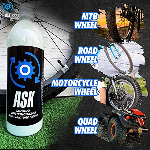 Liquido Antipinchazos Bicicleta 1000 ml - Liquido Sellante Tubeless MTB - Repara Rapida Accion de Pinchazo Neumatico Bicicleta Electrica Bote 1Litro