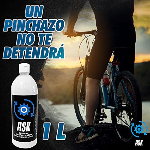 Liquido Antipinchazos Bicicleta 1000 ml - Liquido Sellante Tubeless MTB - Repara Rapida Accion de Pinchazo Neumatico Bicicleta Electrica Bote 1Litro