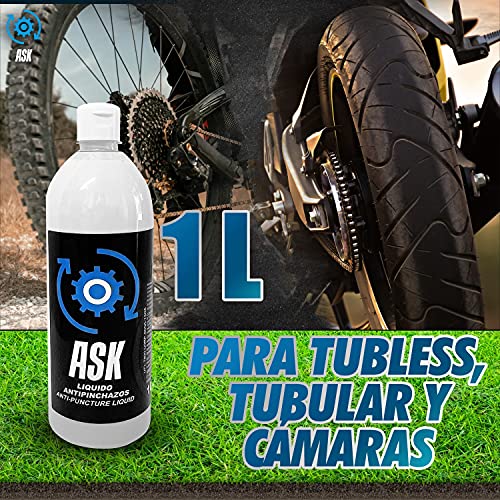 Liquido Antipinchazos Bicicleta 1000 ml - Liquido Sellante Tubeless MTB - Repara Rapida Accion de Pinchazo Neumatico Bicicleta Electrica Bote 1Litro