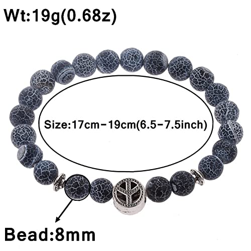 LIUSHI 2 Pack Spartan Warrior Casco 8mm Natural Meteaning Stone Pulsera con Cuentas Búho Lion Colgante Curación Balance Yoga Pulseras Chrimas Regalo (Metal Color : 501)