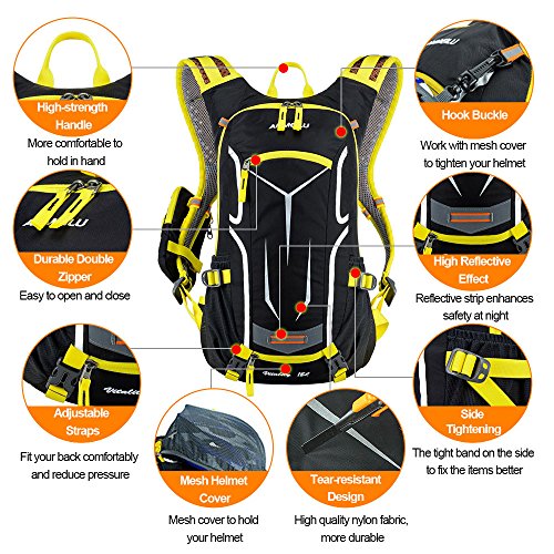 Lixada 18L Mochila de Hombro Hidratación Bolsa de Agua, con Cubierta de Lluvia, Impermeable Respirable Ultraligero, Ciclismo Bicicleta Deportes Al Aire Libre Viajes Alpinismo