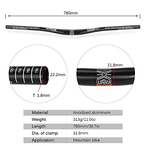 Lixada Aleación de Aluminio MTB Manillar Mountain Bike Manejar Barra Plana 780m Manillar Anodizado