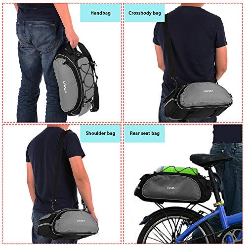 Lixada Bolsa Trasera para Bicicleta Multifuncional Bolsa de Asiento Trasero Bolsa de Hombro para Ciclismo al Aire Libre (Gris(13L))