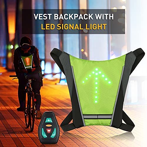 Lixada Chaleco de Ciclismo Mochila Reflectante Recargable USB con LED Intermitente Control Remoto Equipo de Seguridad para Ciclismo Correr Caminar Trotar