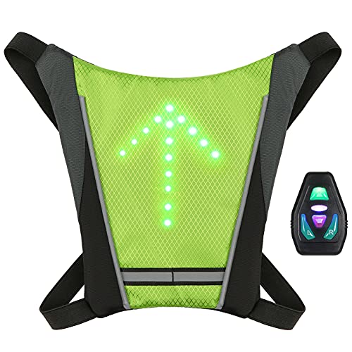 Lixada Chaleco de Ciclismo Mochila Reflectante Recargable USB con LED Intermitente Control Remoto Equipo de Seguridad para Ciclismo Correr Caminar Trotar