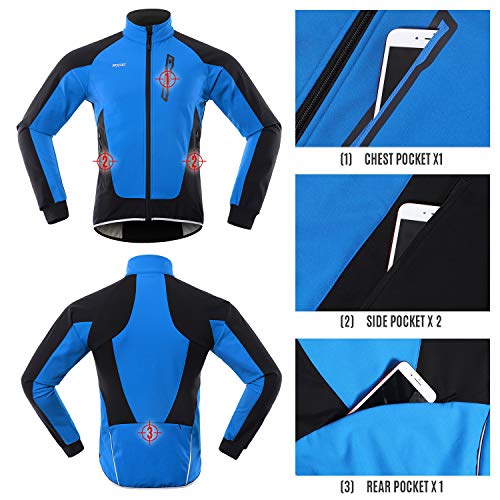 Lixada Chaqueta de Ciclismo para Hombre Impermeable, Resistente Al Viento y Cálida, Polar, Bicicleta de Montaña, Ropa de Ciclismo, Chaqueta de Otoño e Invierno para Correr