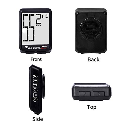 Lixada Cuentakilómetros para Bicicleta Inalámbrico Impermeable Grande Gigital LCD luz de Fondo Termómetro Medida Velocidad Distancia Tiempo
