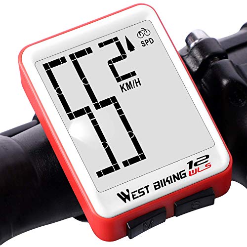 Lixada Cuentakilómetros para Bicicleta Inalámbrico Impermeable Grande Gigital LCD luz de Fondo Termómetro Medida Velocidad Distancia Tiempo