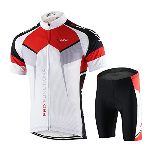 Lixada Maillots de Ciclismo Hombres Camiseta y Pantalones Cortos de Ciclismo Conjunto de Ropa Para Ciclismo Al Aire Libre