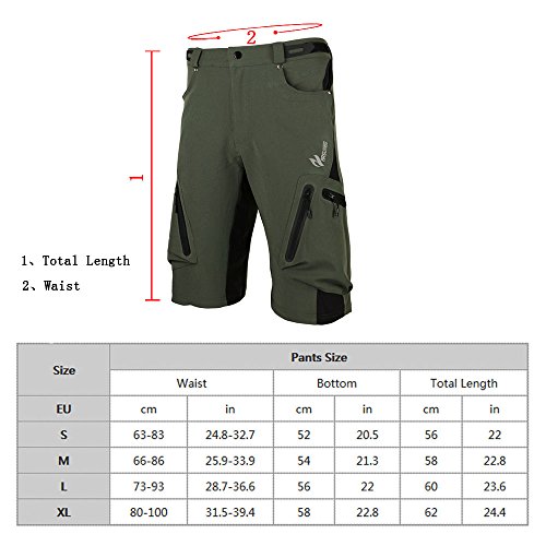 Lixada Pantalones cortos de bicicleta de montaña transpirables: pantalones cortos de MTB ligeros y holgados para ciclismo, carrera, gimnasio y entrenamiento al aire libre para hombre [medio] [azul]