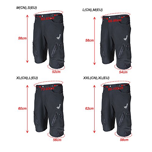 Lixada Pantalones cortos de bicicleta de montaña transpirables: pantalones cortos de MTB ligeros y holgados para ciclismo, carrera, gimnasio y entrenamiento al aire libre para hombre [medio] [azul]