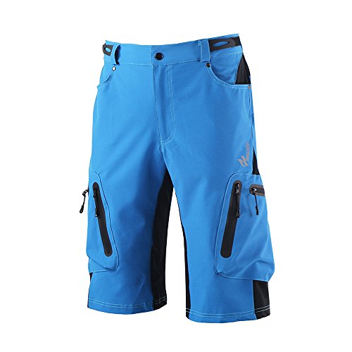 Lixada Pantalones cortos de ciclismo - pantalones cortos transpirables de MTB + acolchado 3D para ciclismo, carrera, gimnasio y entrenamiento al aire libre para hombre [grande] [azul]