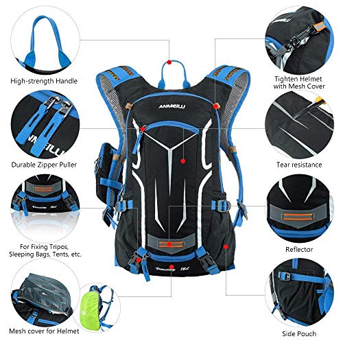 Lixxada Mochila de Ciclismo Impermeable 18L Unisexo Respirable Ultraligero con Cubierta de Lluvia Mochila de Hombro para Ciclismo Montañismo Viajes