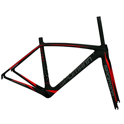 LJHBC Cuadros de Bicicleta Cuadro de Bicicleta de Carretera de Fibra de Carbono 750g súper Ligero Cuadro de Carretera 700C Conjunto de muñeca (Color : Red, Size : 47cm)