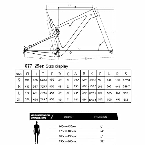 LJHBC Cuadros de Bicicleta Cuadro de Bicicleta de montaña de Cola Suave de Fibra de Carbono 27.5 / 29er Bicicleta de Descenso Todoterreno BSA73 Competición al Aire Libre S(Size:29x17in,Color:Negro)