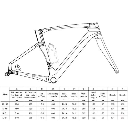 LJHBC Marco de Bicicleta Cuadro de Carretera de Fibra de Carbono con Freno de Disco Carreras Todoterreno Enrutamiento Oculto 700 Ruedas de diámetro con Horquilla Delantera + Manillar Integrado