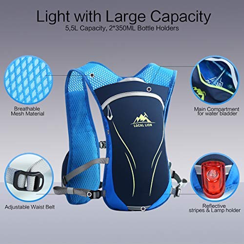 Local Lion 5.5L Mochila de Running Deportes Mochila para Hidratación de Chaleco Súper Ligero para Bicicleta Senderismo Correr Acampar Caminar (Azul-1)