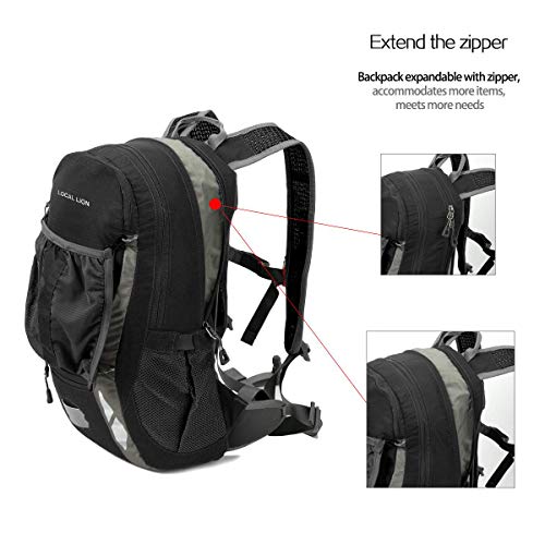 Local Lion Mochila 20L de Ciclismo Montaña Senderismo Macutos Trekking Camping al Aire Libre Nylon con Cubierta de Lluvia para Hombres y Mujeres