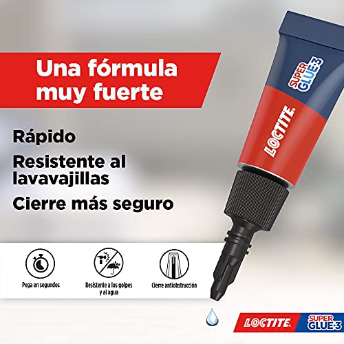 Loctite Super Glue-3 Original Mini Trio, pegamento universal con triple resistencia, adhesivo transparente, pegamento instantáneo y fuerza instantánea, 3x1 g