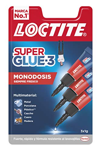 Loctite Super Glue-3 Original Mini Trio, pegamento universal con triple resistencia, adhesivo transparente, pegamento instantáneo y fuerza instantánea, 3x1 g