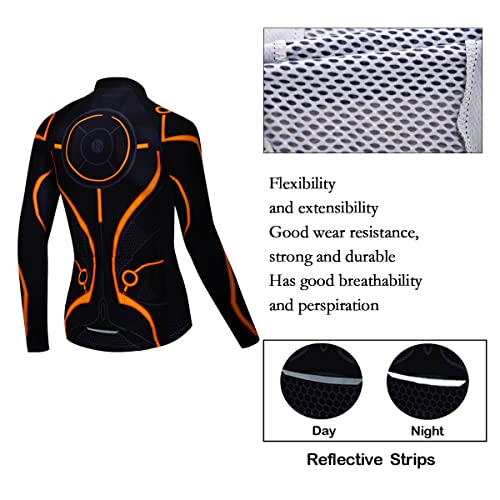 logas Maillot de ciclismo para hombre, manga larga, transpirable, con bolsillo y gel