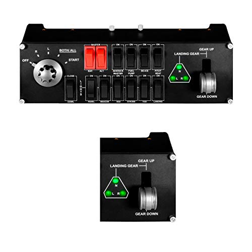 Logitech G Saitek Pro Flight Switch Panel de Conmutadores para Simulación de Vuelo, Pantalla LCD, Cinco Posiciones de Control Giratorio de Magneto, Controles de Tren de Aterrizaje, USB, PC - Negro