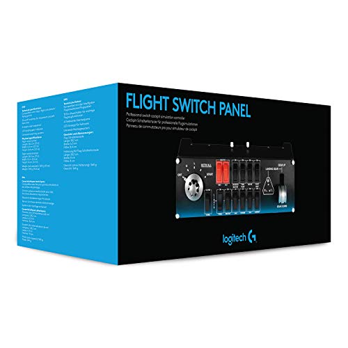 Logitech G Saitek Pro Flight Switch Panel de Conmutadores para Simulación de Vuelo, Pantalla LCD, Cinco Posiciones de Control Giratorio de Magneto, Controles de Tren de Aterrizaje, USB, PC - Negro