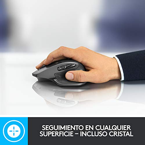 Logitech MX Master 2S Ratón inalámbrico, Múltiples Dispositivos, Bluetooth o 2.4GHz, Receptor USB Unifying, 4000 DPI Seguimiento en Cualquier Superficie, 7 Botones, PC/Mac/i Pad OS - Flounder