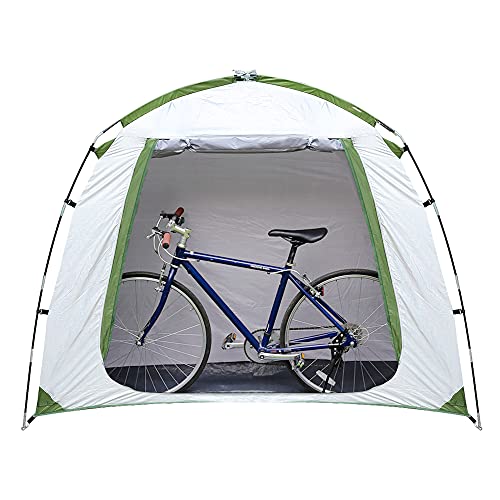 Lohca Tienda de campaña de almacenamiento para tienda de campaña impermeable cubierta plegable portátil para bicicleta refugio ahorro de espacio para jardín camping, plata
