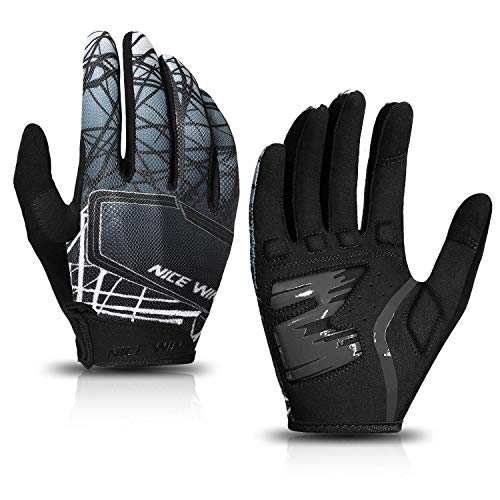 LOHOTEK Guantes de Bicicleta Ciclismo-Motocicleta de MTB Transpirable-Antideslizante - Sin-Dedos Guante Hombres Mujeres Prueba de Golpes con Diseño Antideslizante Pantalla Táctil (Negro, M)