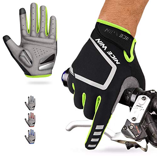 LOHOTEK Guantes de Ciclismo Motocicleta Bicicleta Montaña-Acolchados Bicicleta de Carretera de Hombres Mujeres Antideslizante Pantalla Táctil (Amarillo, S)