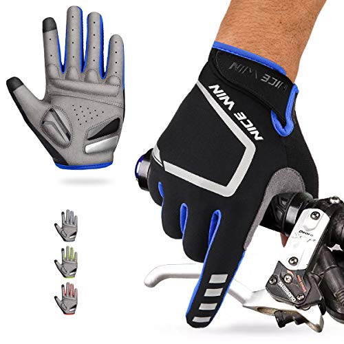 LOHOTEK Guantes de Ciclismo Motocicleta Bicicleta Montaña-Acolchados Bicicleta de Carretera de Hombres Mujeres Antideslizante Pantalla Táctil (Azul, S)