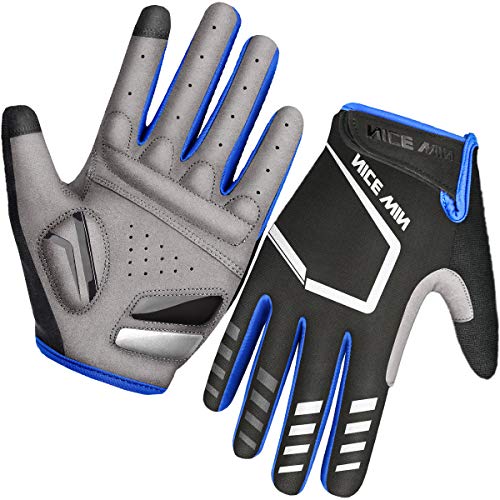 LOHOTEK Guantes de Ciclismo Motocicleta Bicicleta Montaña-Acolchados Bicicleta de Carretera de Hombres Mujeres Antideslizante Pantalla Táctil (Azul, S)