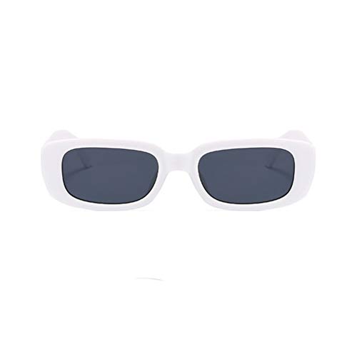 Long Keeper Gafas de sol rectangulares Protección UV400 Gafas de conducción retro para mujer (Blanco Negro)