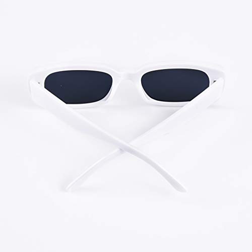 Long Keeper Gafas de sol rectangulares Protección UV400 Gafas de conducción retro para mujer (Blanco Negro)