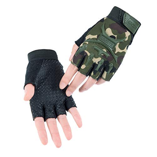 Long Keeper Guantes de Ciclismo Medio Dedo para niños de 4 a 9 años Guantes Bicicleta para Infantil Guantes Deporte Antideslizantes (Camuflaje S)